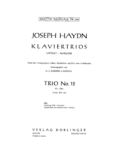 Piano Trio No. 12 in Eb major, Hob. XV:36