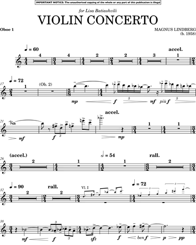 Concerto No. 1 Oboe Sheet Magnus Lindberg | nkoda