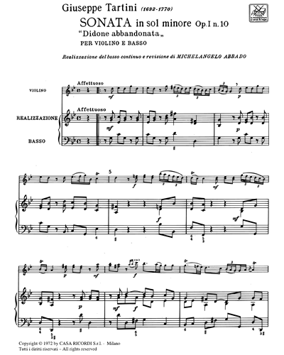 Sonata in Sol Minore "Didone abbandonata" Op. 1 n. 10 
