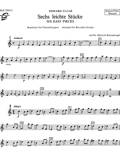 Sechs Leichte Stücke Op. 22 (arranged for Recorder Groups)