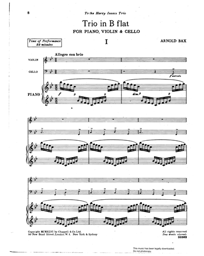 Trio In B-flat Major Piano Sheet Music By Arnold Bax | Nkoda | Free 7 ...