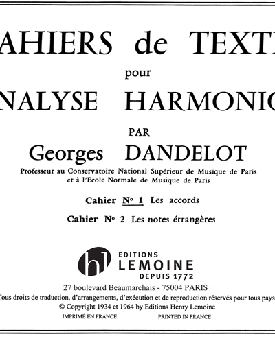 Cahiers de Textes L'analyse Harmonique, Vol. 1