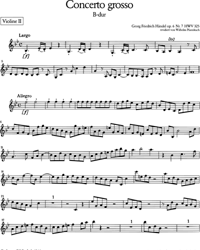 Concerto grosso (Nr. 18) B-dur op. 6/7 HWV 325