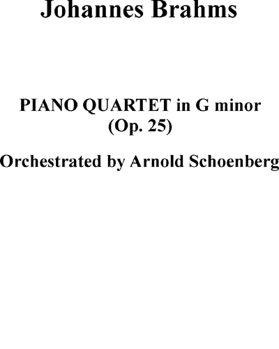 Piano Quartet in G minor for Orchestra, Op. 25