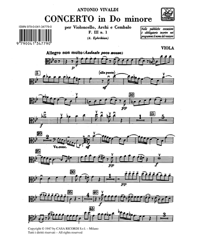 Concerto in Do minore RV 401 F. III n. 1 Tomo 19