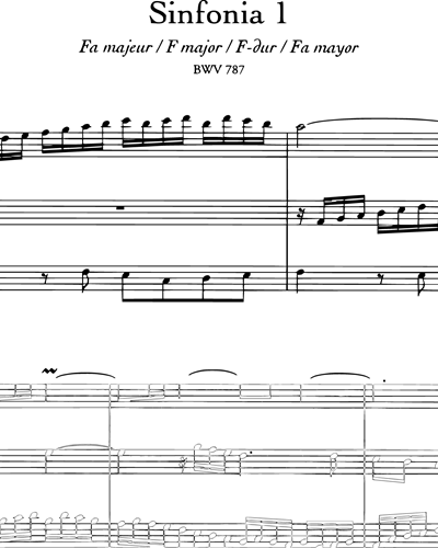 15 Sinfonias à 3 Voix (BWV 787-801), Vol. 1