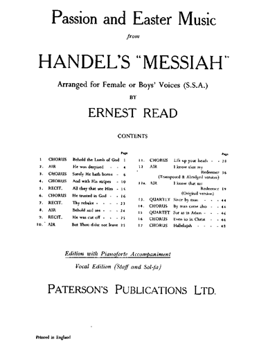 Passion and Easter Music (from "Messiah")