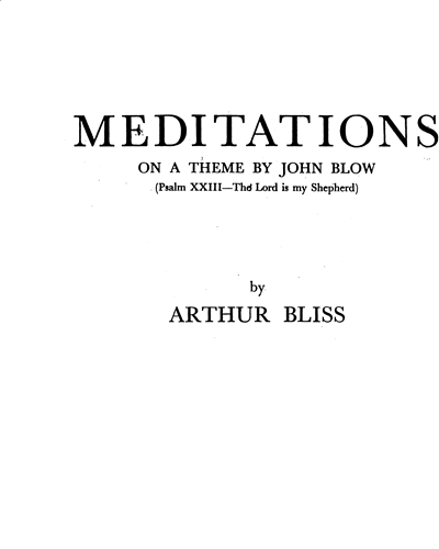 Meditations on a Theme by John Blow