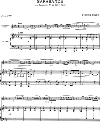 Sarabande Piano Sheet Music By Pierick Houdy 