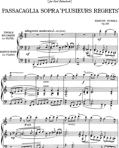Passacaglia sopra "Plusieurs regrets" Op. 113