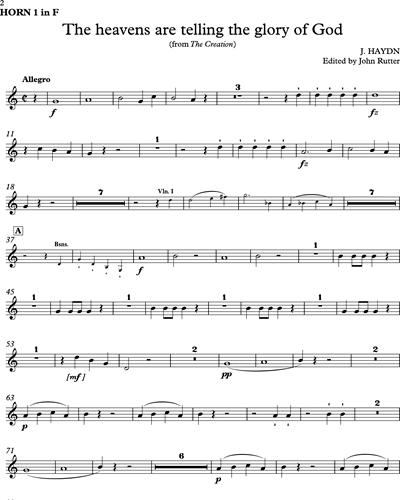 The Heavens Are Telling From The Creation Horn In F 1 Sheet Music By Joseph Haydn Nkoda 