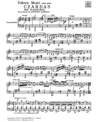 Czardas - Per pianoforte