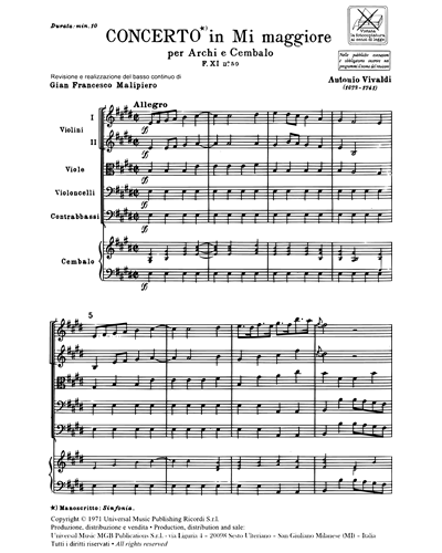 Sinfonie in Minore RV 132 F. XI n. 50 Tomo 515