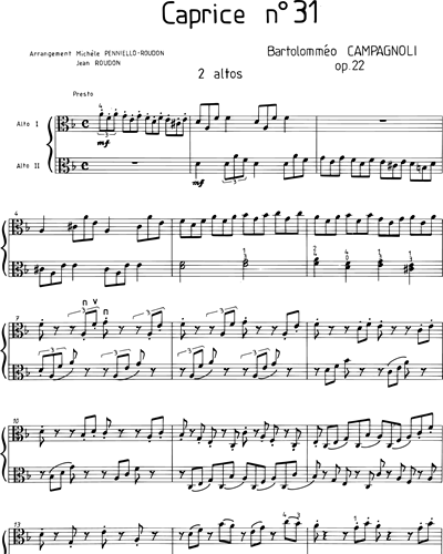 Caprice No. 31, Op. 22 pour 2 Altos