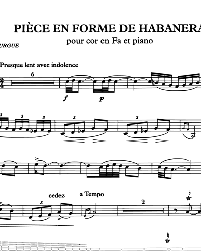  Pièce en Forme de Habañera - For Horn in F and Piano