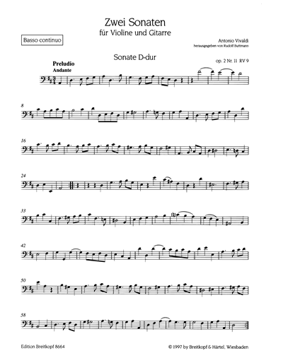 2 Sonaten aus op. 2 für Violine und Basso Continuo (Ausgabe für Violine und Gitarre)