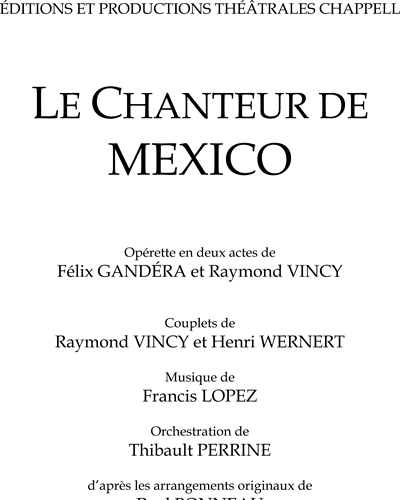 Chanteur de Mexico (orchestral version), Le