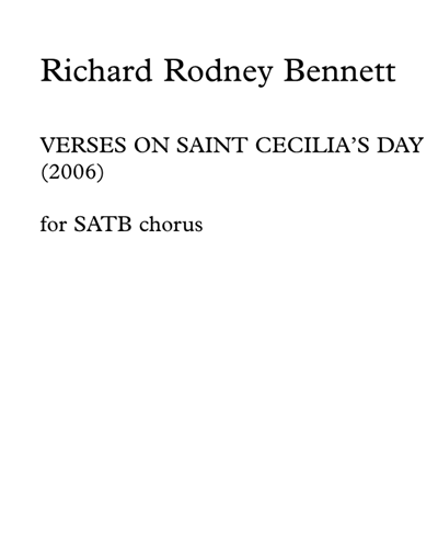 Verses on Saint Cecilia's Day