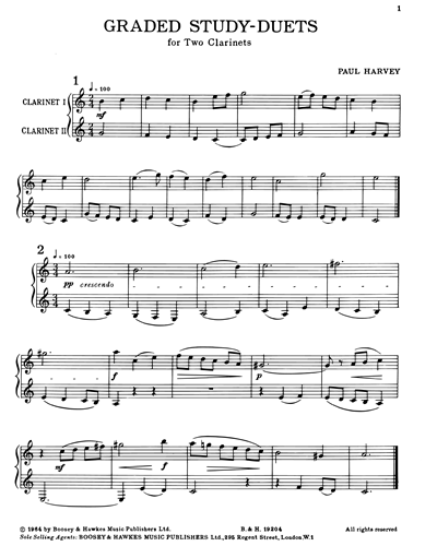 Graded Study-Duets for Two Clarinets, Book I