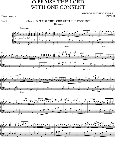 O Praise the Lord with One Consent, HWV 254