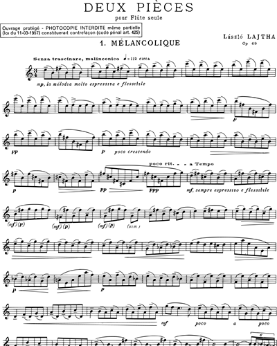 Deux Pièces pour Flûte solo, Op. 69