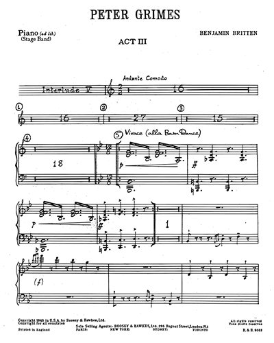 Peter Grimes [Acts 2-3] Full Score Sheet Music by Benjamin Britten 