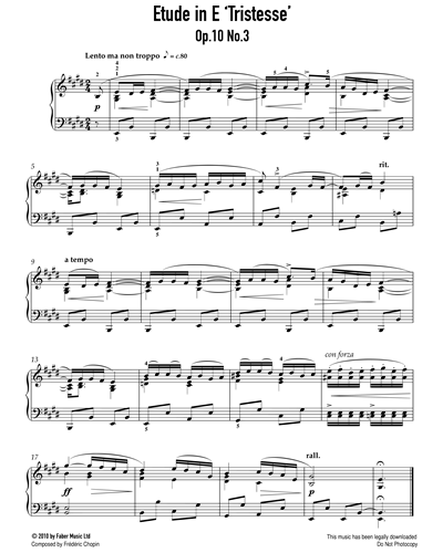 Etude in E major 'Tristesse', op. 10 No. 3