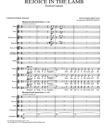 Rejoice In The Lamb Arranged By Imogen Holst Full Score Sheet Music By Benjamin Britten Nkoda