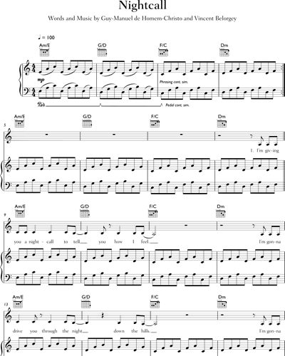 Nightcall (Cover version) - Kavinsky Sheet music for Piano (Solo) Easy