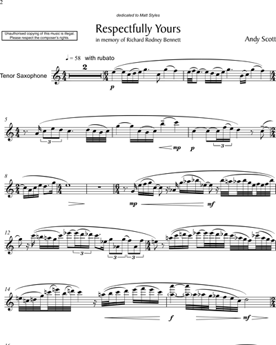 Respectfully Yours (tenor sax & piano)