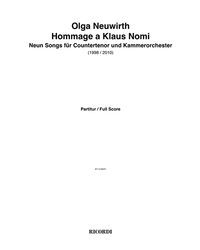 Hommage à Klaus Nomi (Neun Songs für Countertenor und Kammerorchester)