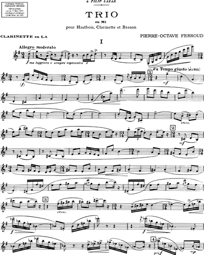 Trio en Mi pour hautbois, clarinette & basson