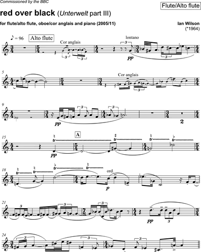 Red over Black - For flute/alto flute, oboe/cor anglais and piano