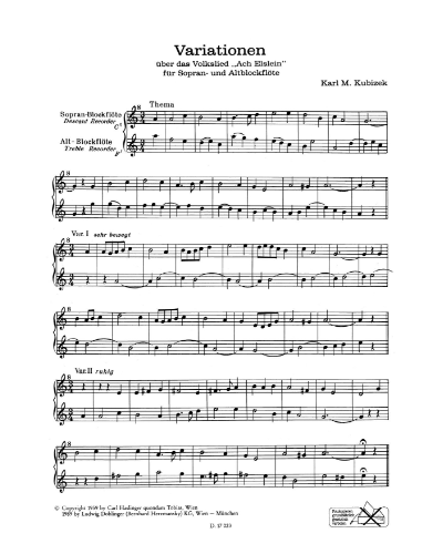 Variations (from the folk song 'Ach Elslein, liebes Elslein') 