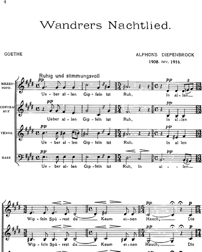 Wandrers Nachtlied Mixed Chorus Sheet Music By Alphons Diepenbrock Nkoda Free 7 Days Trial