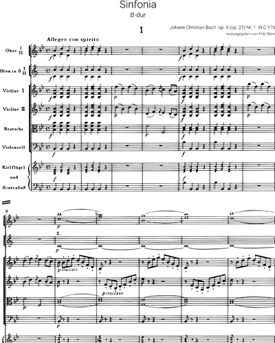 Sinfonia B-dur op. 9 (op. 21) Nr. 1 W.C 17b