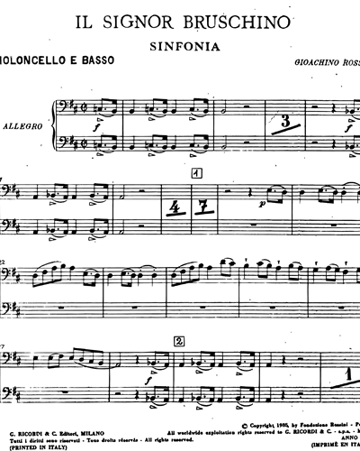 Il signor Bruschino [Critical Edition] - Sinfonia