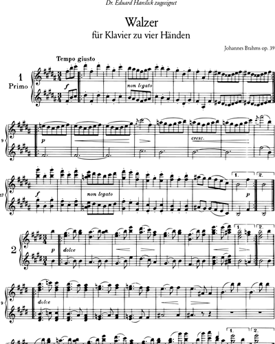 16 Walzer op. 39 (Ausgabe für Klavier zu vier Händen)