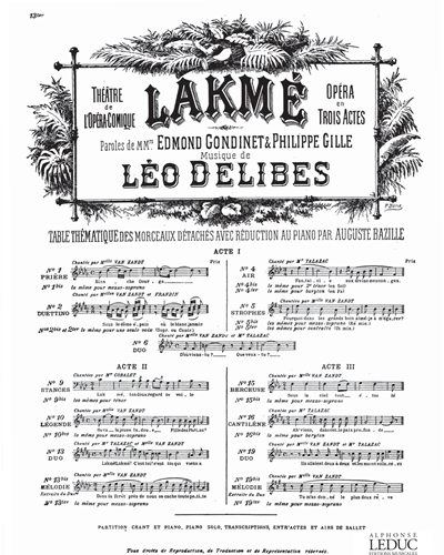Mélodie No. 13ter (De l'Opéra "Lakmé")