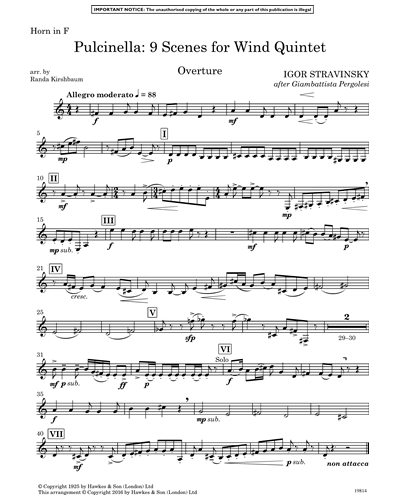 Nine Scenes for Wind Quintet (from "Pulcinella")