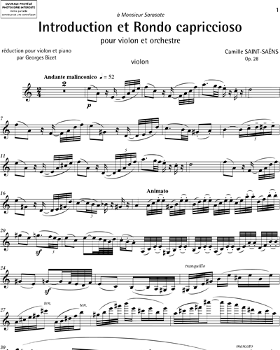 Introduction et rondo capriccioso Op. 28 - Réduction pour violon et piano
