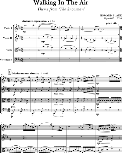 Umeki omvatten Rijd weg Walking in the Air, Op. 615 Full Score Sheet Music by Howard Blake | nkoda