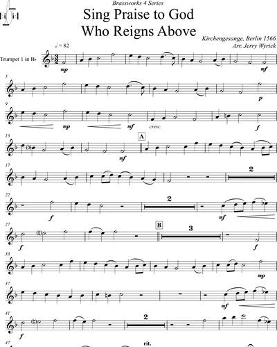 Sing Praise to God Who Reigns Above Trumpet in Bb 1 Sheet Music by ...