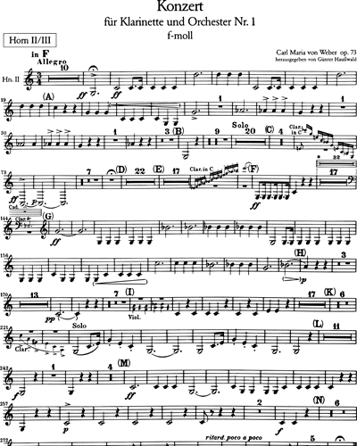 Klarinettenkonzert Nr. 1 f-Moll, op. 73 Horn 2 & Horn 3 Sheet