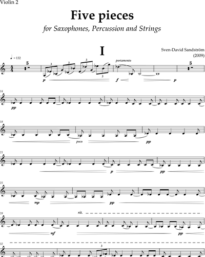 Five Pieces for Saxophones, Percussion and Strings