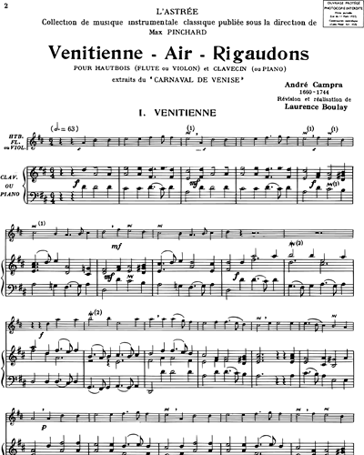Venitienne - Air - Riguadons (extraits du "Carnaval de Venise")