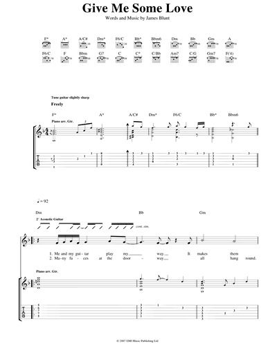 Give Me Some Love Sheet Music by James Blunt | nkoda | Free 7 days trial