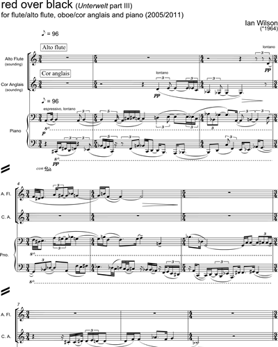 Red over Black - For flute/alto flute, oboe/cor anglais and piano