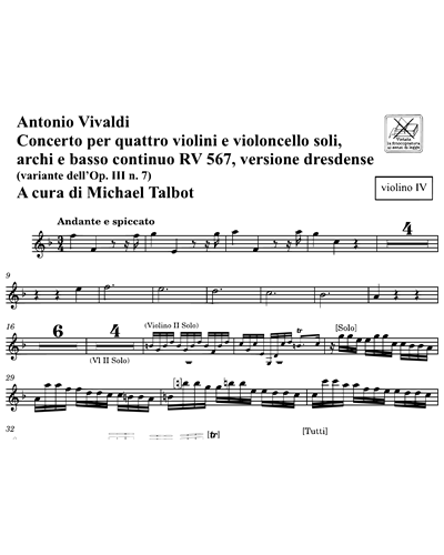 Concerto RV 567 Versione Dresdense (variante dell'Op. 3 n. 7)