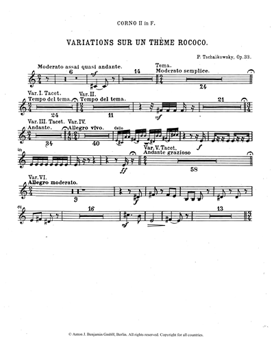 Variationen über ein Rokoko-Thema [Urfassung von 1876]